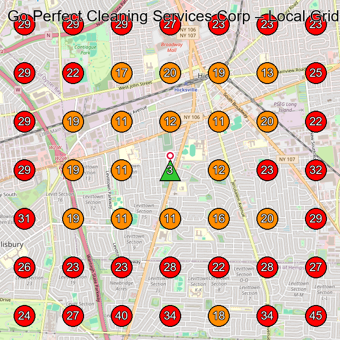 Go Perfect Cleaning Services Corp GeoGrid visibility map for House Cleaning Service in Levittown